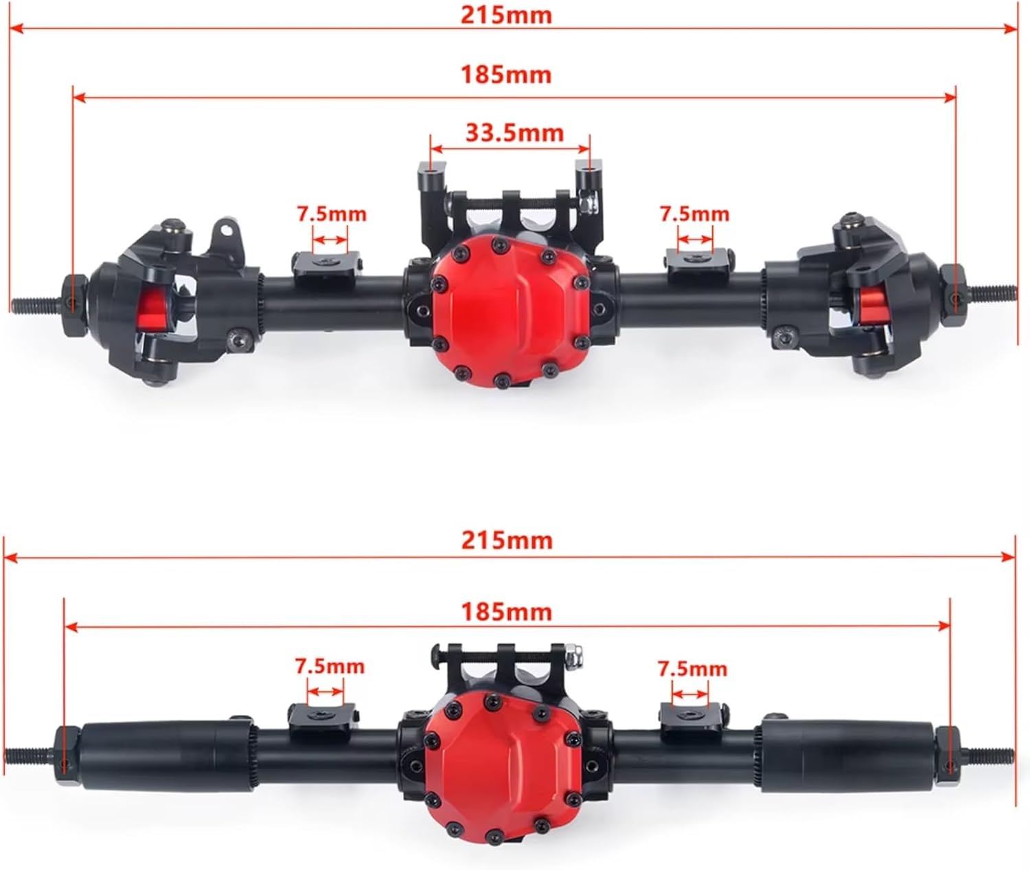 RC Upgrade Accessories for Axial for SCX10 II 90046 90047 90027 90028 1/10 Metal Alloy Front Rear Portal Axle RC for Rock Crawler Car Accessories(Front and Rear)