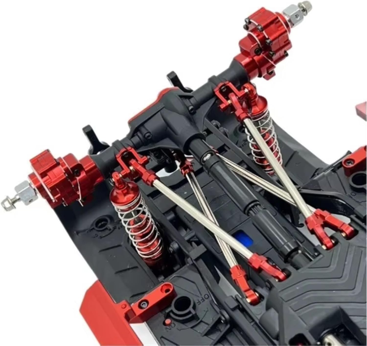 RC Car Parts Compatible with HB R1001 R1002 R1003 1/10 RC Car Parts Metal Portal Axle Gear Housing Diff Cover Axle Mount Drive Shaft Link Kit(Red)