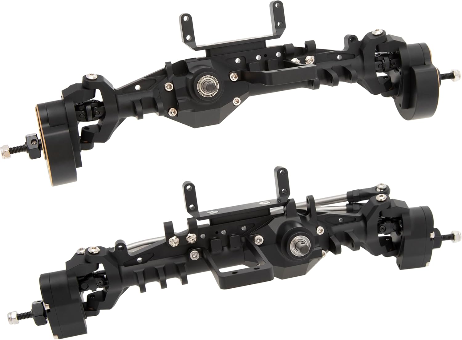 MEUS RACING Capra 1.9 Portal Axles Kit with Isokinetic 3-Section CVDs and Ackerman Steering Structure for Axial Capra 1.9 4X4 and DIY SCX10 SCX10 II Upgrades Parts (Black - 4WS)