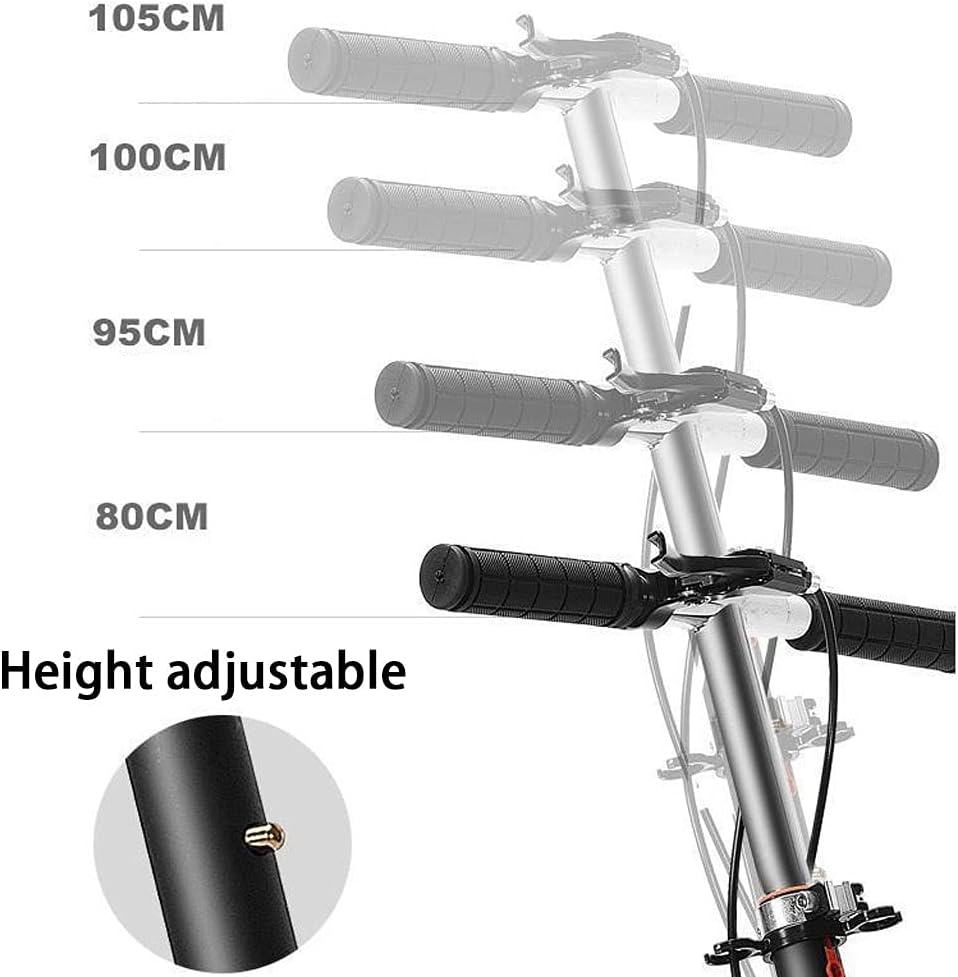 Scooters Folding Commuting Scooter Height Adjustable Kick Scooter, Students Go to School by Scooter, Adult Go to Work Scooters (Color : White, Size : 45 * 32 * 80-105cm)