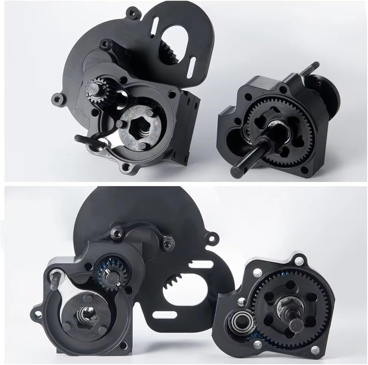 RC Car Accessories Compatible with Axial for SCX10 1/10 RC Crawler Car Upgrade Parts Metal 2 Speeds Gearbox Breaking Dig Transmission Transfer Case