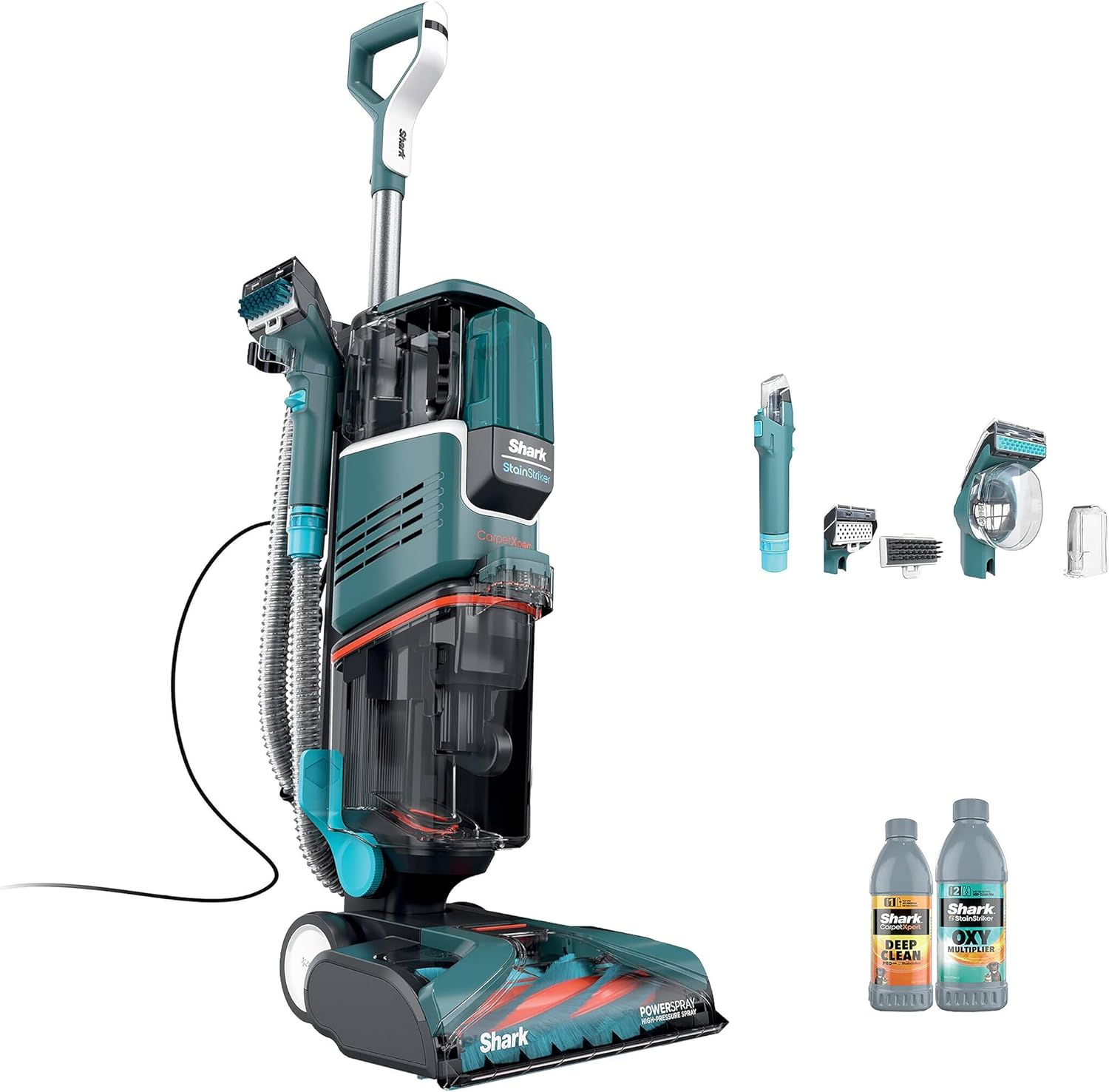 Shark R-EX205 CarpetXpert Carpet, Area Rug & Upholstery Cleaner with StainStriker, Built-in Spot & Stain Cleaner, Teal - Certified , EX200 Series (Renewed)