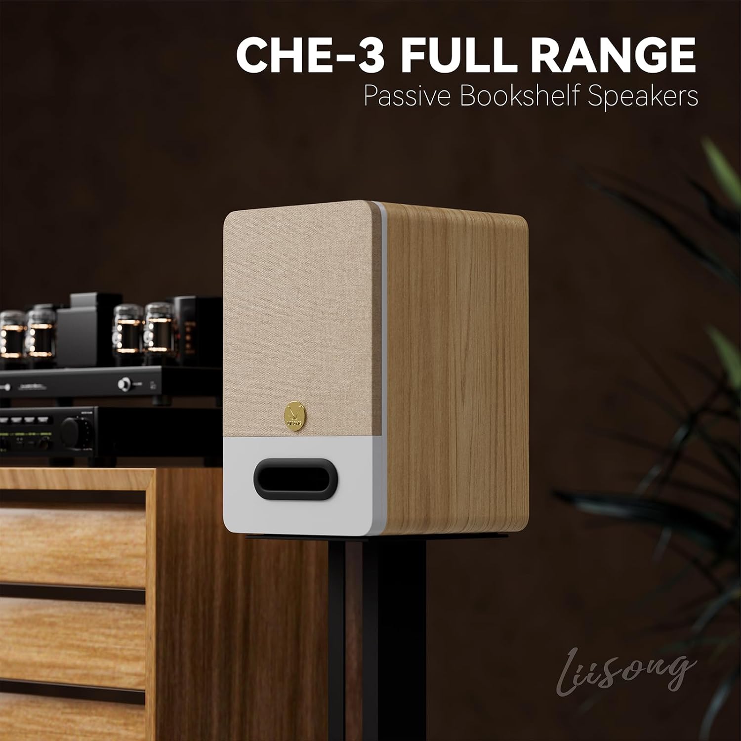 lii song Passive Bookshelf Speakers 3 Inch Full Range HiFi Stereo System- 4 30W Home Audio with 2 Speaker Wires