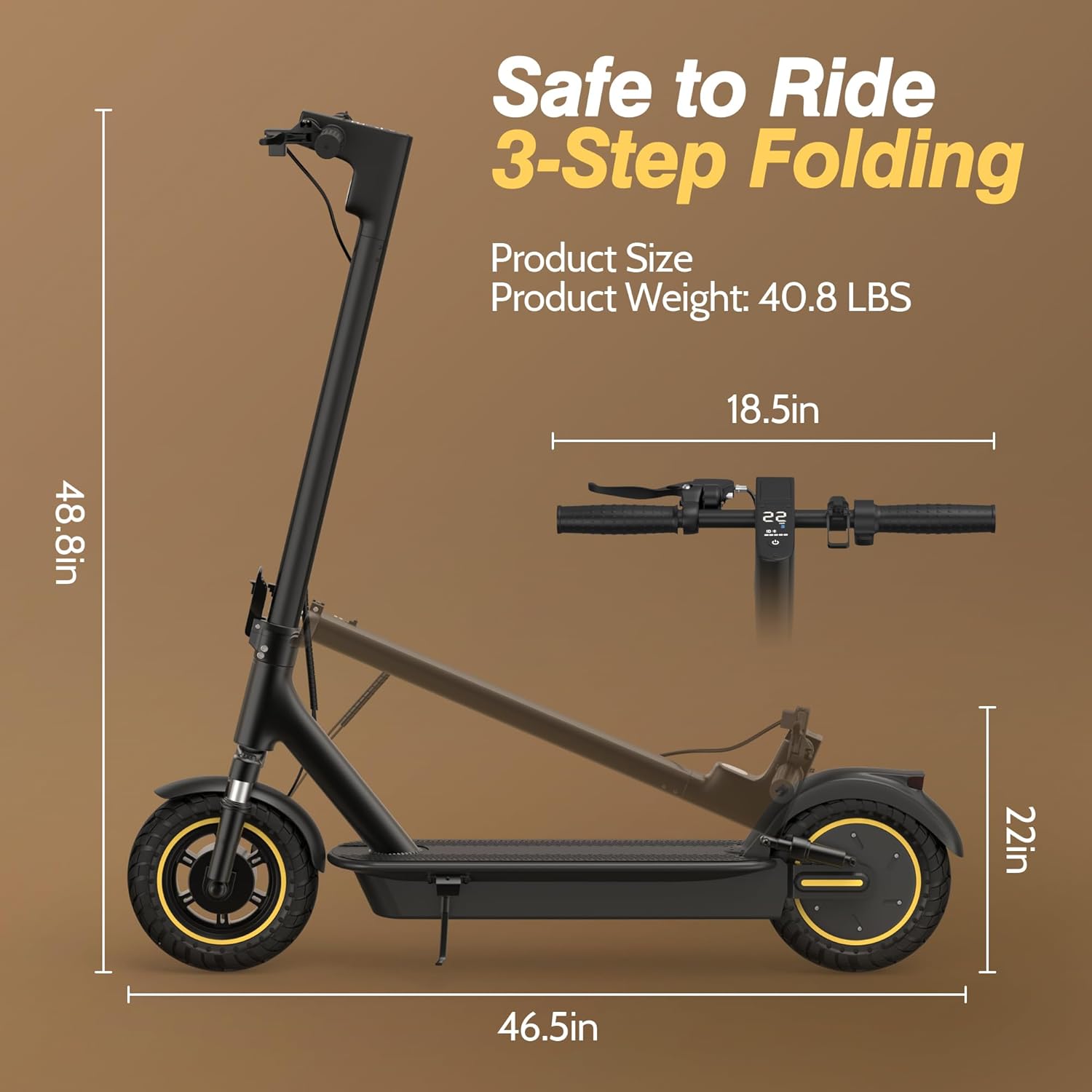 MAXSHOT Electric Scooter Adults, Foldable Electric Scooter with Seat & Basket, 750W Peak Motor, 48V 10.4Ah Battery, 14