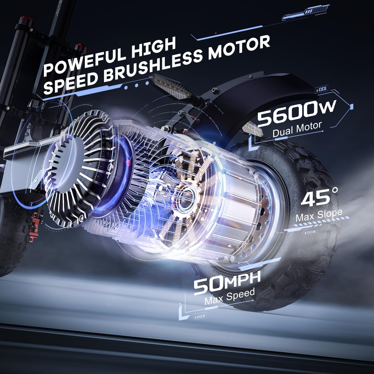 Electric Scooter Adults, 5600W/7000w Dual Motors with 60/70 Miles Range Battery, Up to 50/55 MPH Top Speed, 11