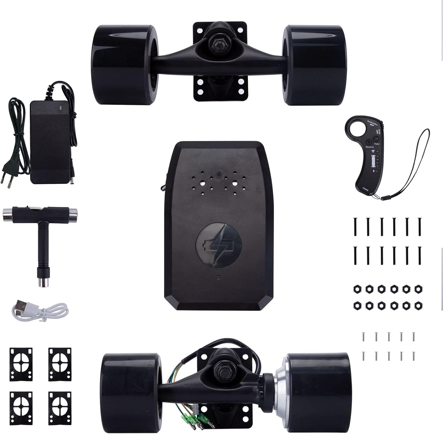 RC Electric Skateboard DIY Modification Full Set, 25KM/H Top Speed 350W Motor 4.4AH Single Drive Electric Longboard with Remote Control, Entry Skateboard for Teens Beginners (No Board)