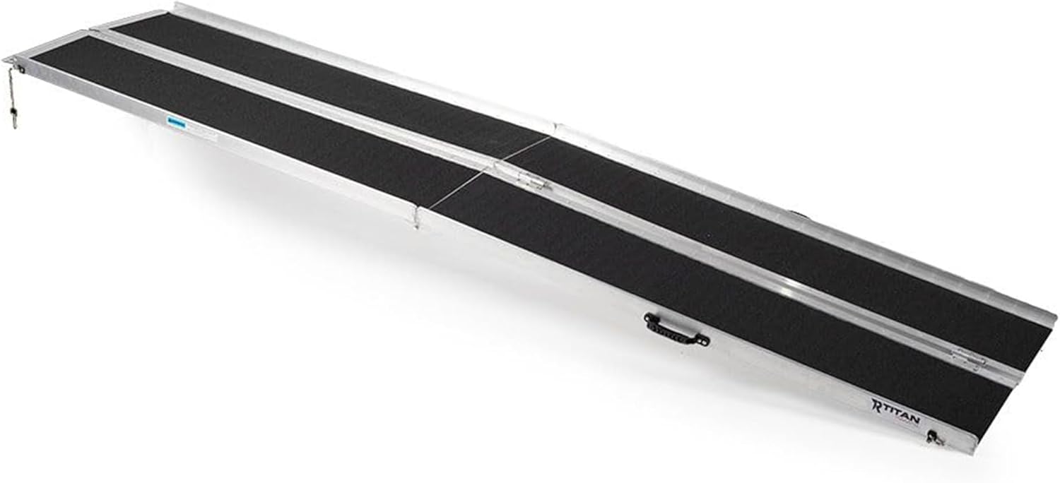 Titan Ramps Multi-Fold Wheelchair Ramp, 10 Foot Folding Aluminum Scooter Ramp, 600 Pound Capacity