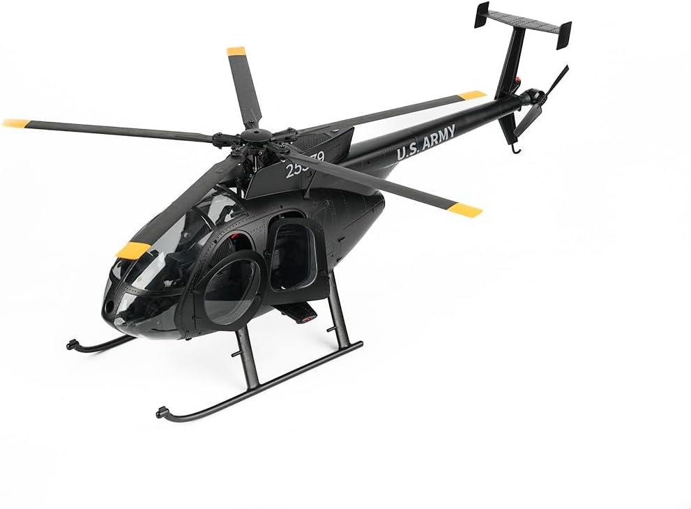 YU Xiang F119S MD500 RC Helicopter, 1/16 Scale 250-Class 2.4G 9CH RC Little Bird Helicopter with Flybarless Rotor Head, 6G/3D Switchable Modes and Openable Cockpit (Three Batteries(Black))
