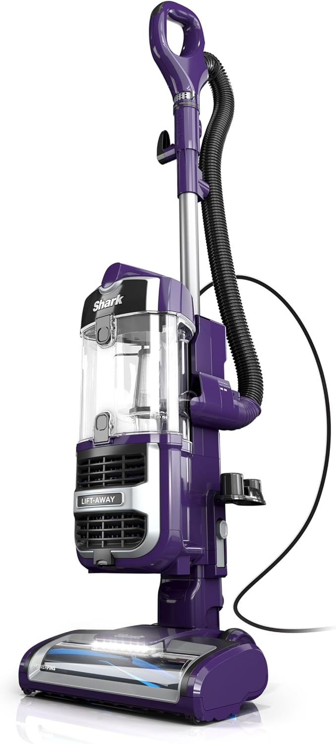Shark Lift-Away Upright Vacuum with Powerfins, Self-Cleaning Brushroll, Anti-Allergen Complete Seal Technology, No Hair Wrap, LED Headlights, and Advanced Swivel Steering, Eggplant, ZD201