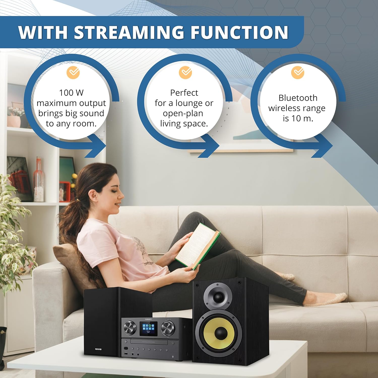 Philips Bluetooth & WiFi Stereo System for Home with CD Player