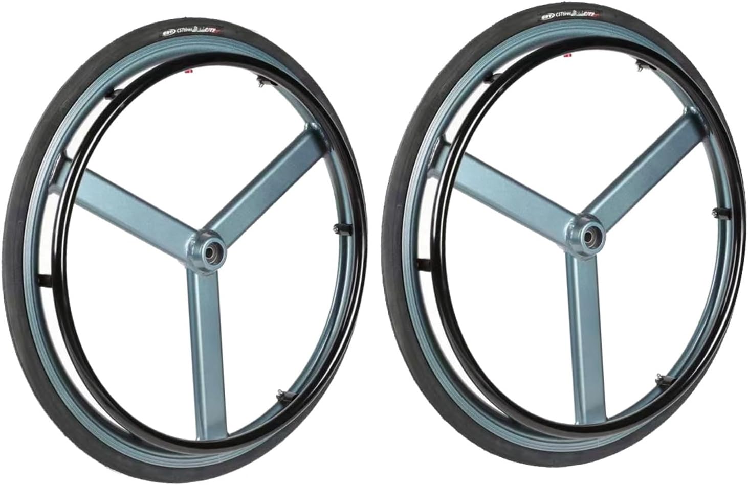 24×1 (25-540) Sports Wheelchair Rear Wheel Assembly for Outdoor Indoor,Quick-Release Pneumatic Tires w/Handrim and Aluminum Alloy Hub