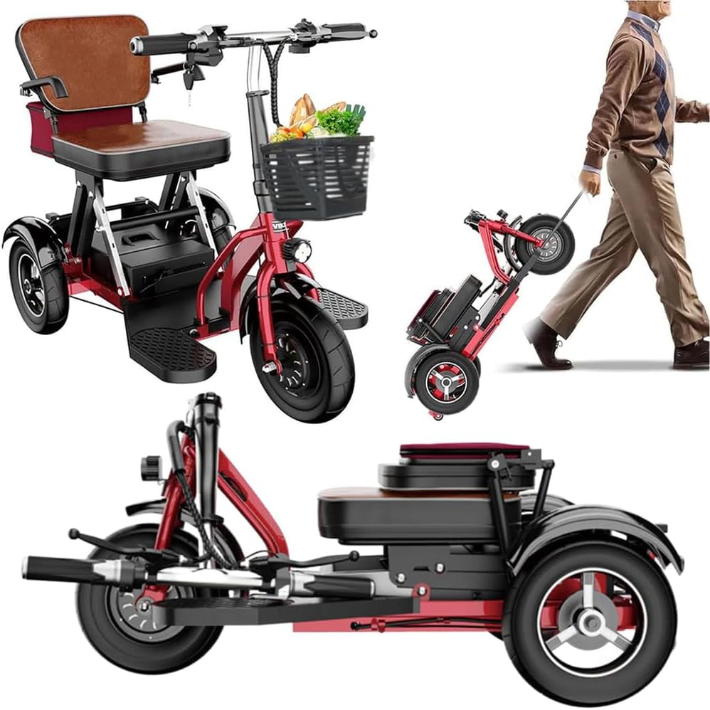 3-Wheel Mobility Scooter with Comfortable Seat Lightweight Travel Folding Electric Mobility Scooters Ideal for Adults Elderly and Those with Mobility Difficulties,20AH