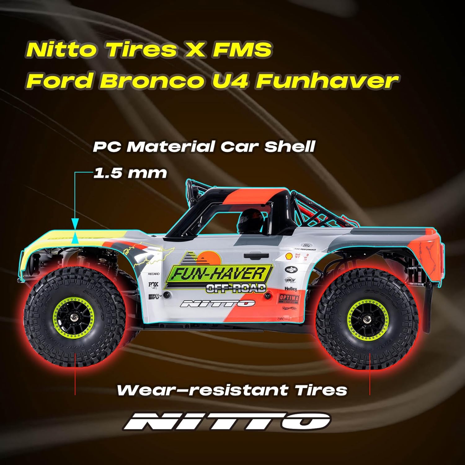 BEEZRC FMS 1/7 Ford Bronco RTR EB RC Short Course Truck Fast 80km/h High Speed RC Off-Road Brushless 4x4 RC Truck RC Car Hobby RC Waterproof Remote Control Car for Adults RS Racing Livery 2025
