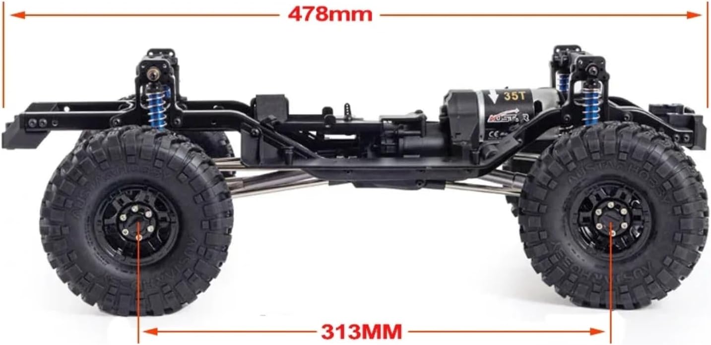 RC Upgrade Accessories for TRX4 D90 313mm Wheelbase for Chassis Frame Builders Kit with 2-Speed Transmission 35T 550 Motor RC Crawler DIY Upgrade(Chassis with Wheels)