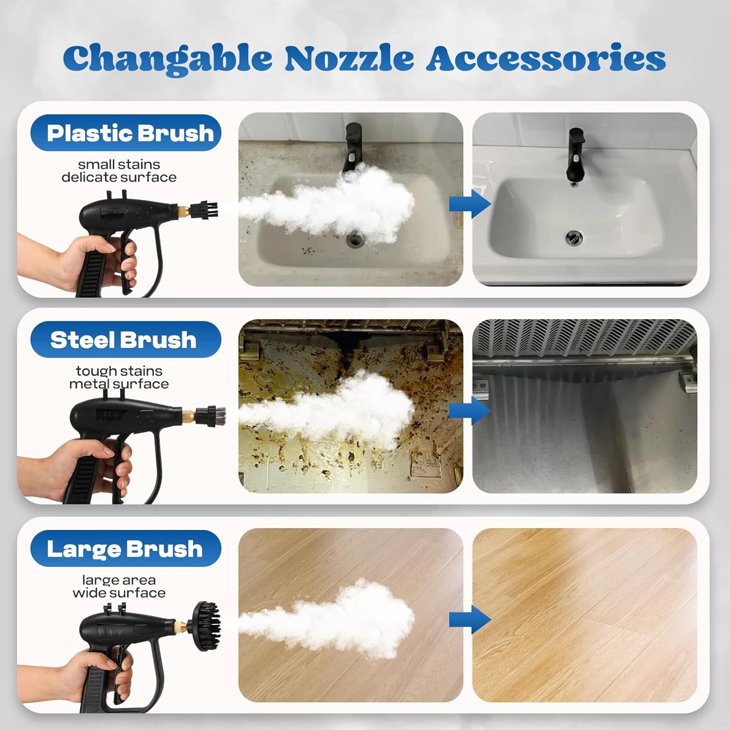 Moongiantgo Tankless Steam Cleaner with A Set of Replacement Brushes（Extra 4）