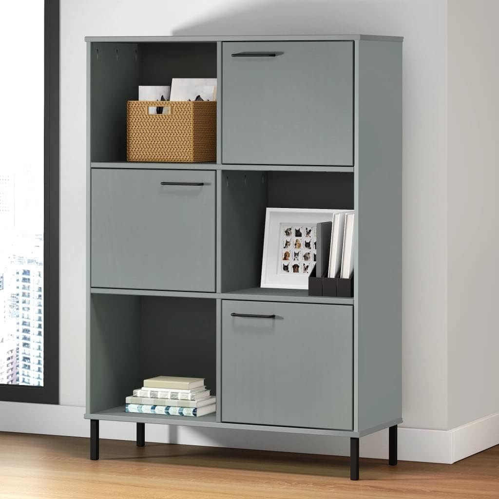 ROMHZKS Bookcase with Metal Legs Gray 35.4