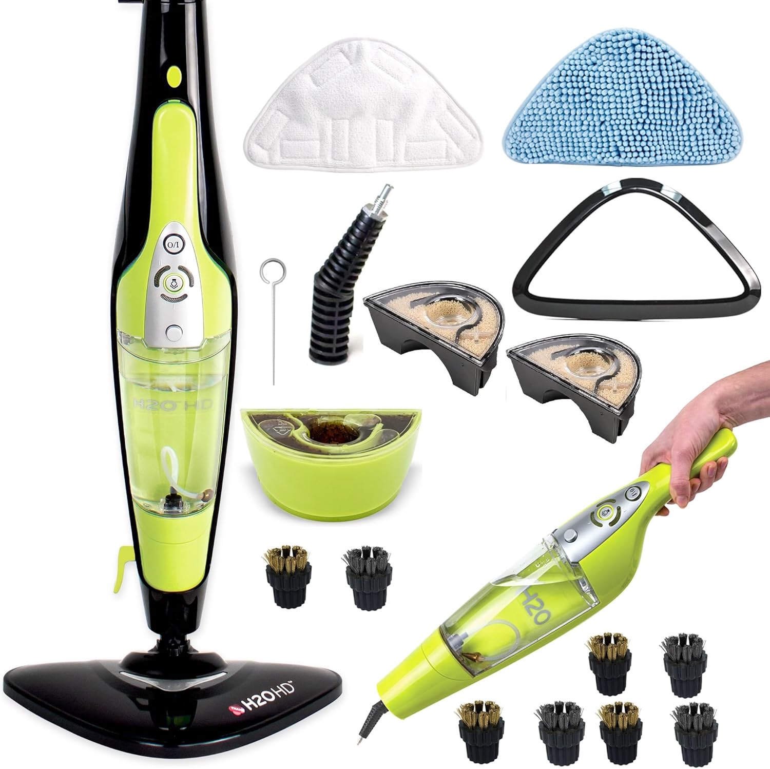 H2O HD Steam Mop with Clean Pack and Handheld Steam Cleaner For Floor Cleaning, Hardwood Floors, Grout Cleaner, Upholstery Cleaner, Tiles and Carpets