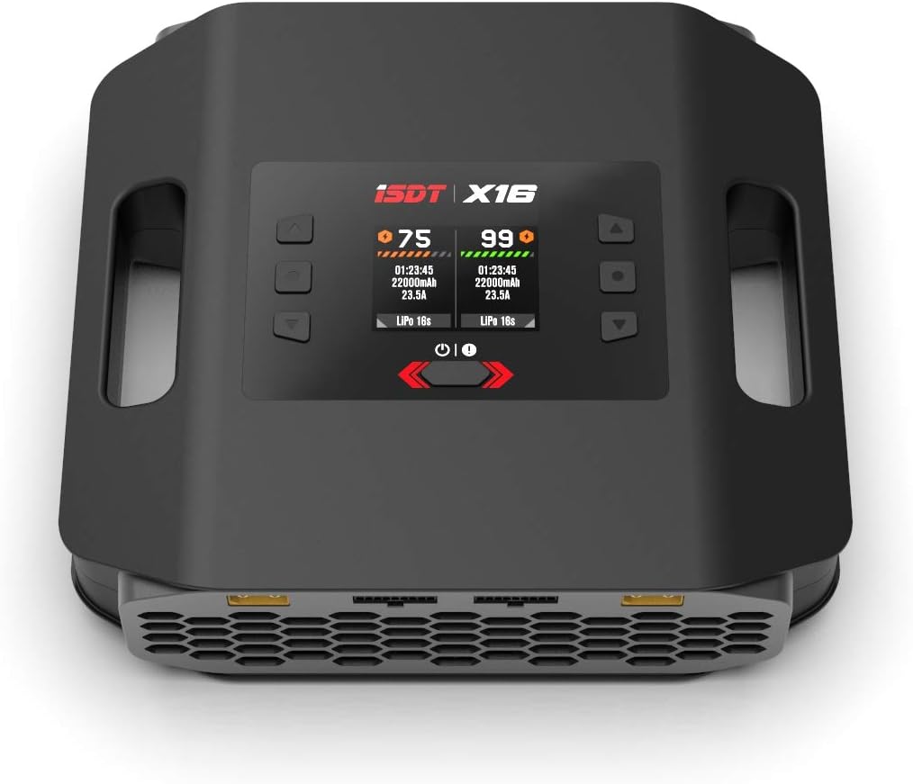 ISDT X16 2X1100W 2X20A Lipo Battery Balance Charger Dual for Rc Models 2-16S Life，LiPo，LiHv，ULiHv PB -US Plug