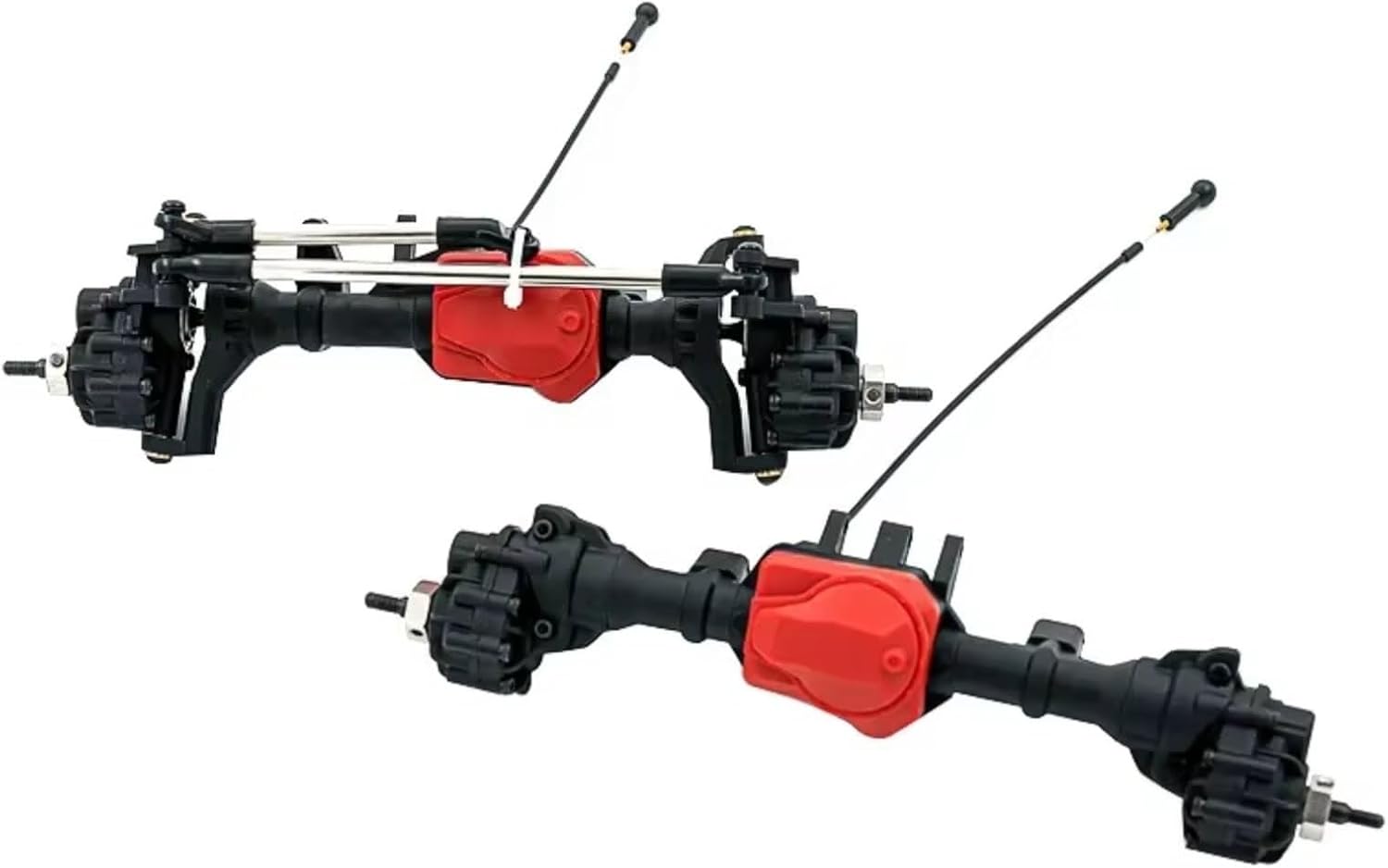 Rc Front Rear Axle for TRX-4 1/10 Rc Crawler Car Upgrade Parts Axle Drone Front Rear Axle Differential Portal Axle with T-Lock(Front and Rear Axles)