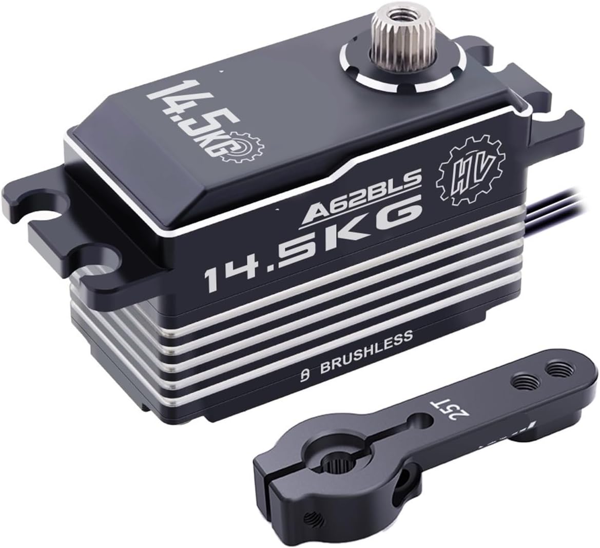 A62BLS 14.5KG Brushless Short Body Servo Digital Metal Housing Gear Motor Suitable for 1/8 1/10(A62BLS 14.4kg Servo)