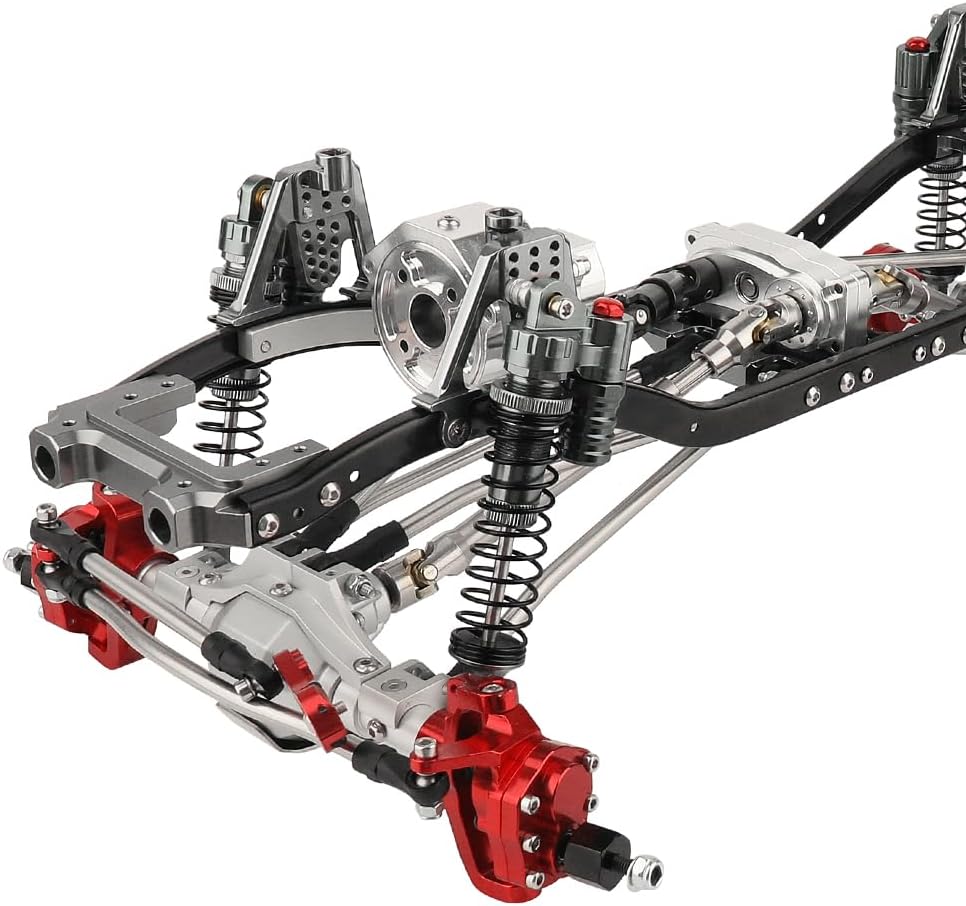 Metal 6x6 RC Car Chassis Frame with Front Middle Rear Axles Prefixal Gearbox for Axial SCX10 II 90046 90047 1/10 RC Crawler Car Parts,Thickened Battery Tray (Silver-Gray)