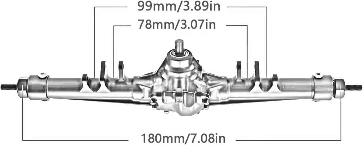 Compatible with Axial 90046 1/10 RC Crawler Car Upgrade Parts CNC Aluminum Front Rear Straight Complete Axles Set RC Front and Rear Axle(Silver,1Set)