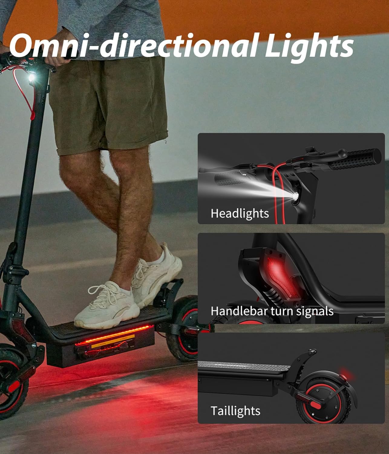 Electric Scooter, 22 Miles Long Range, 21 MPH Max Speed, 10