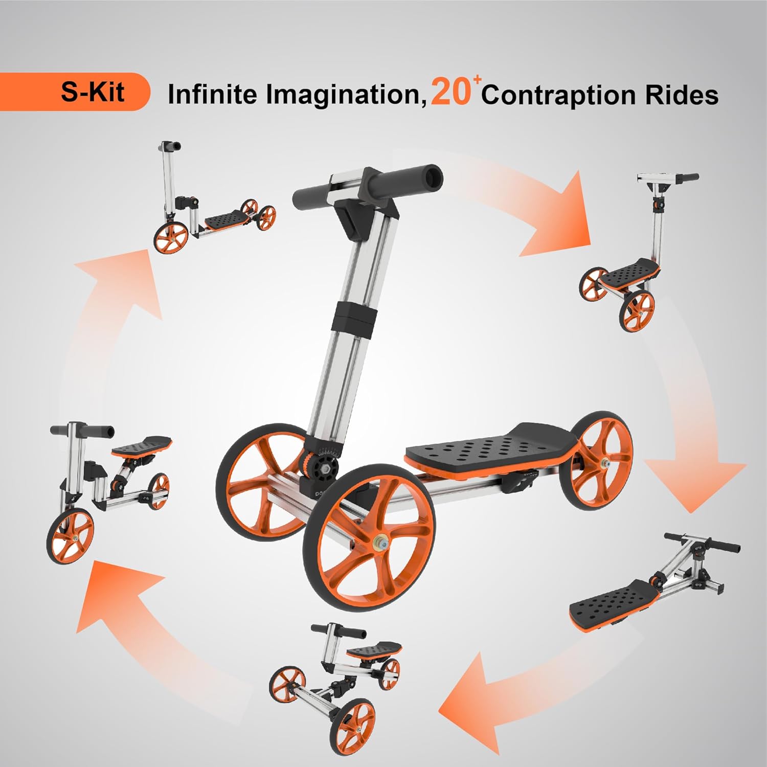 20-in-1 Kids Balance Bike Transformative Toy for 1-4 Year Olds Modular Engineering Building Kit Converts to Scooter Walker Ride-On with Aviation Aluminum Frame Parent-Child Building Experience
