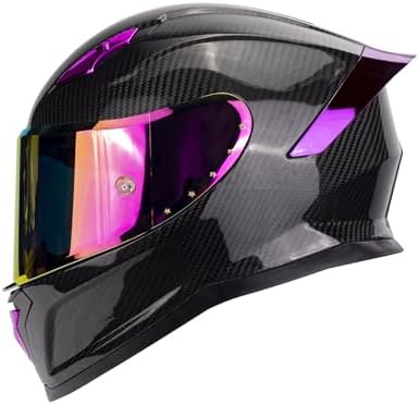 Carbon Fiber Full Face Motorcycle Helmets with Spoiler Sport Touring Street Motorcycle Helmet - Bluetooth Ready Speaker Pockets