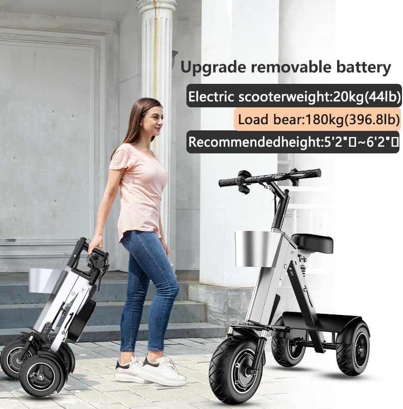 Foldable Mobility Scooter for Adults Small and Lightweight with Seat 3-Wheel Electric Scooter, Super Convenient Mobility Scooter Suitable for Commuting and Travel Can be Placed in Car Trunk