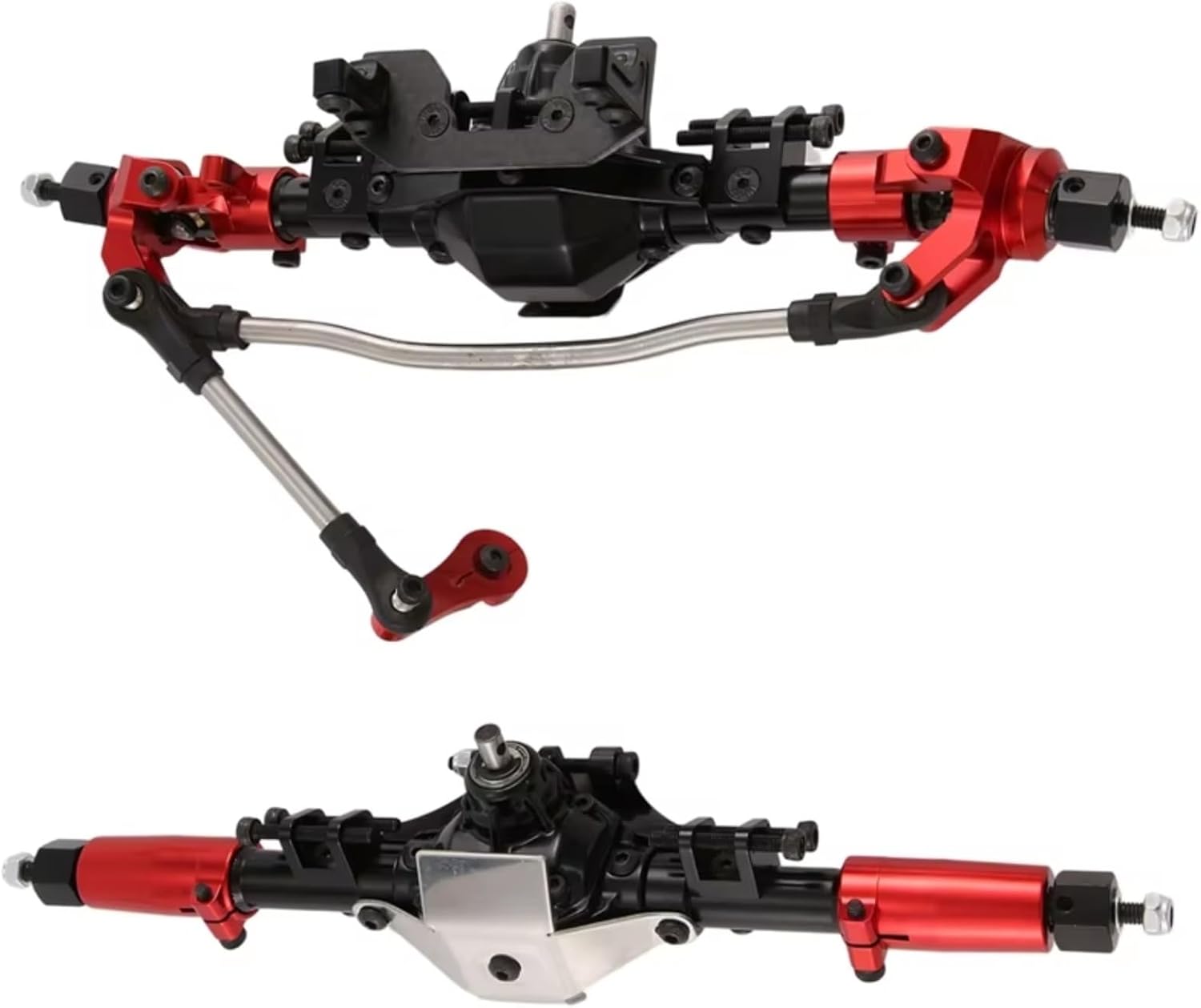 Compatible with Axial for SCX10 II 90046 1/10 RC Crawler Car Upgrade Parts Accessories CNC Metal Front Rear Axle Servo Mount RC Front Rear Bridge(Silver)