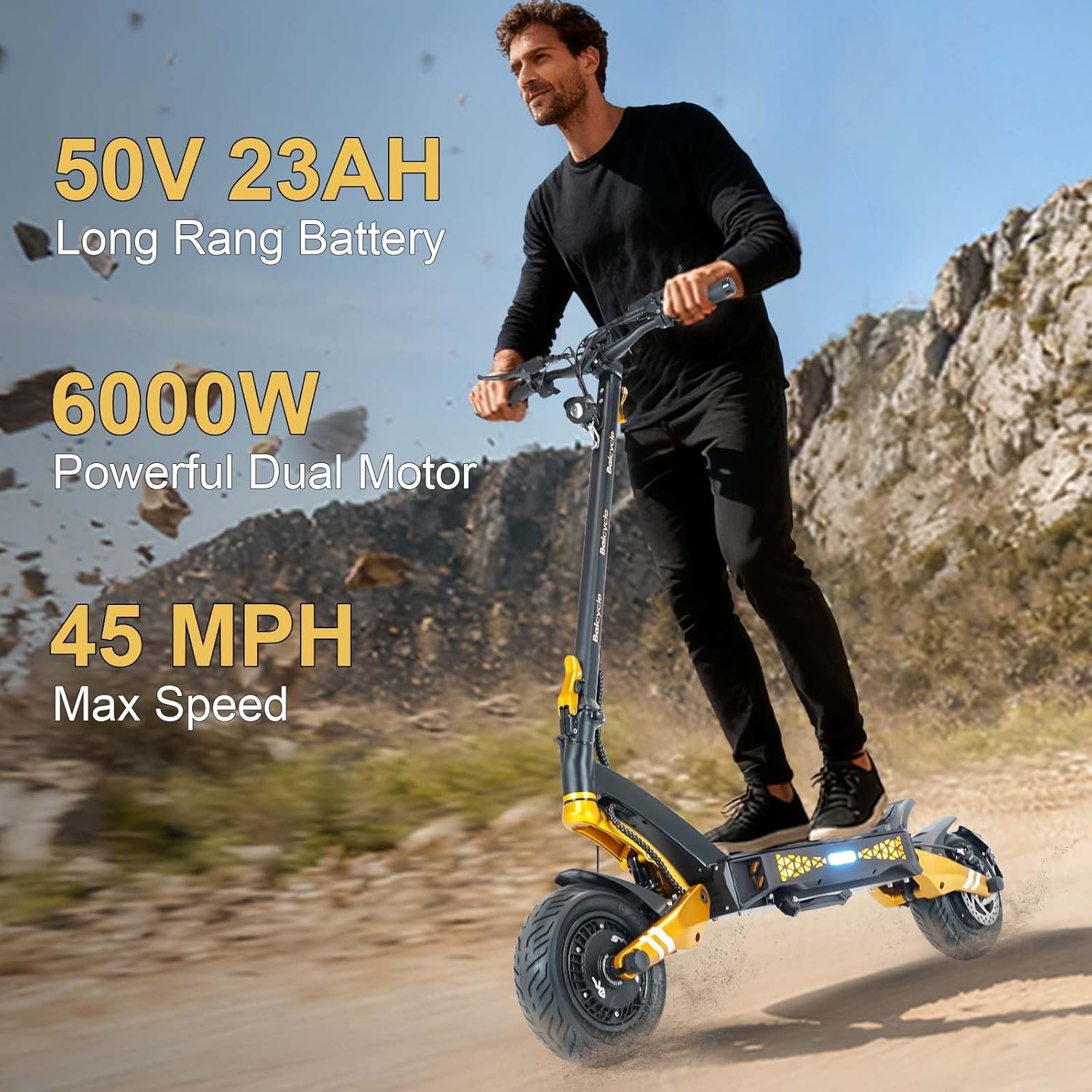 Fast Electric Scooter with 6000W Dual Motor, 50V 23Ah Battery Long Range E Scooter, Max Speed 45MPH & Foldable Design,10