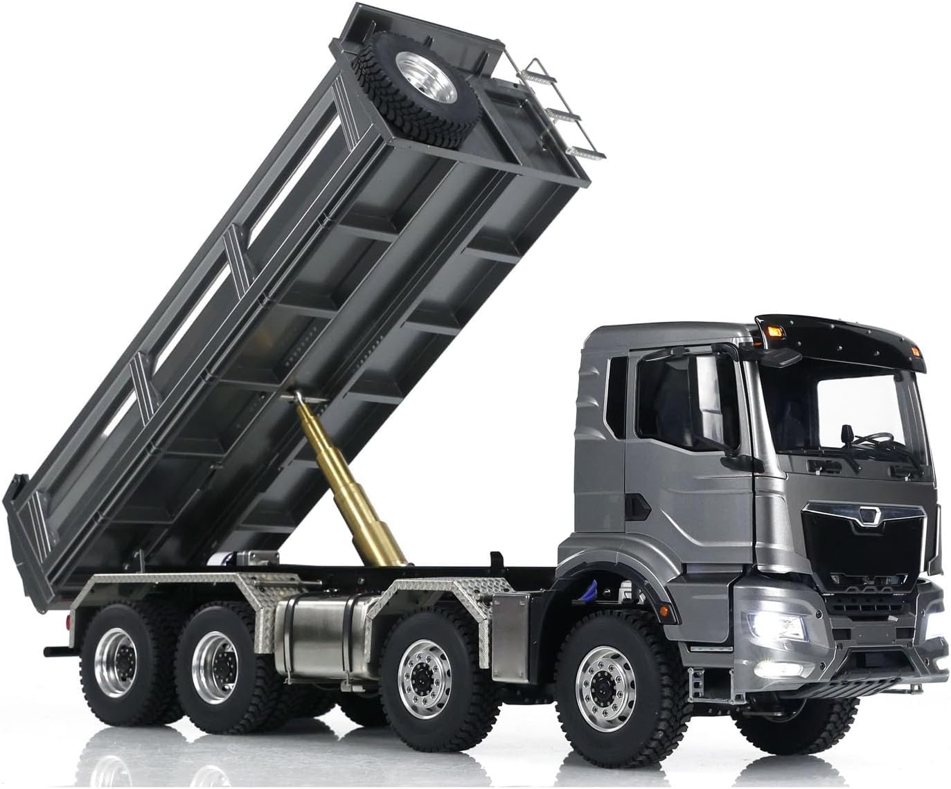 TOUCAN RC HOBBY Radio Control 1:14 Hydraulic Tipper Metal Cabin Shell Differential Lock 8x8 Chassis 2Speed RC Dumper Truck Sound Light