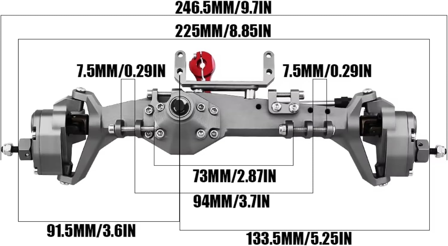 RC Axle Models For Axial For Capra 1.9 For UTB AXI03004 For Buggy F9 For Wraith 90018 RR10 1/10 RC Crawler All Metal Front And Rear Portal Axle Part(Red,1set)