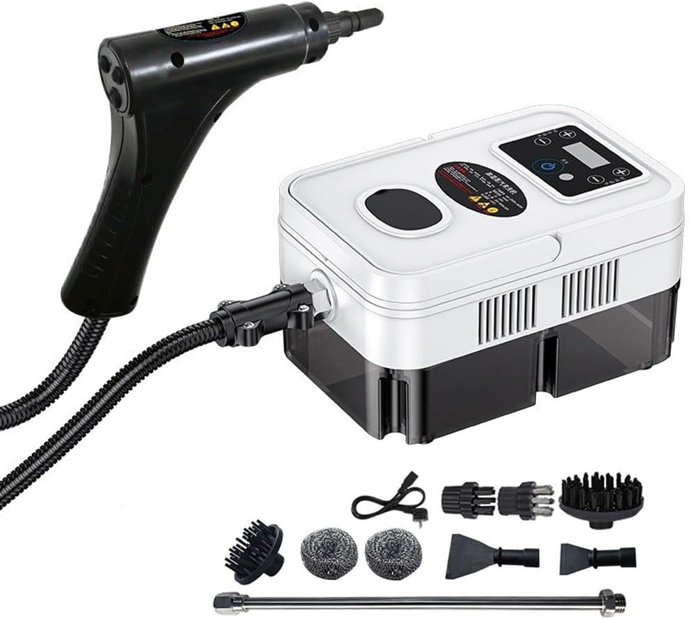 HGTRH Steam Cleaner for Home 1800W, Steam Cleaner Handheld with 1.2L Water Tank Split Design 6 Gear Adjustment for Windows Kitchen Floor Car White