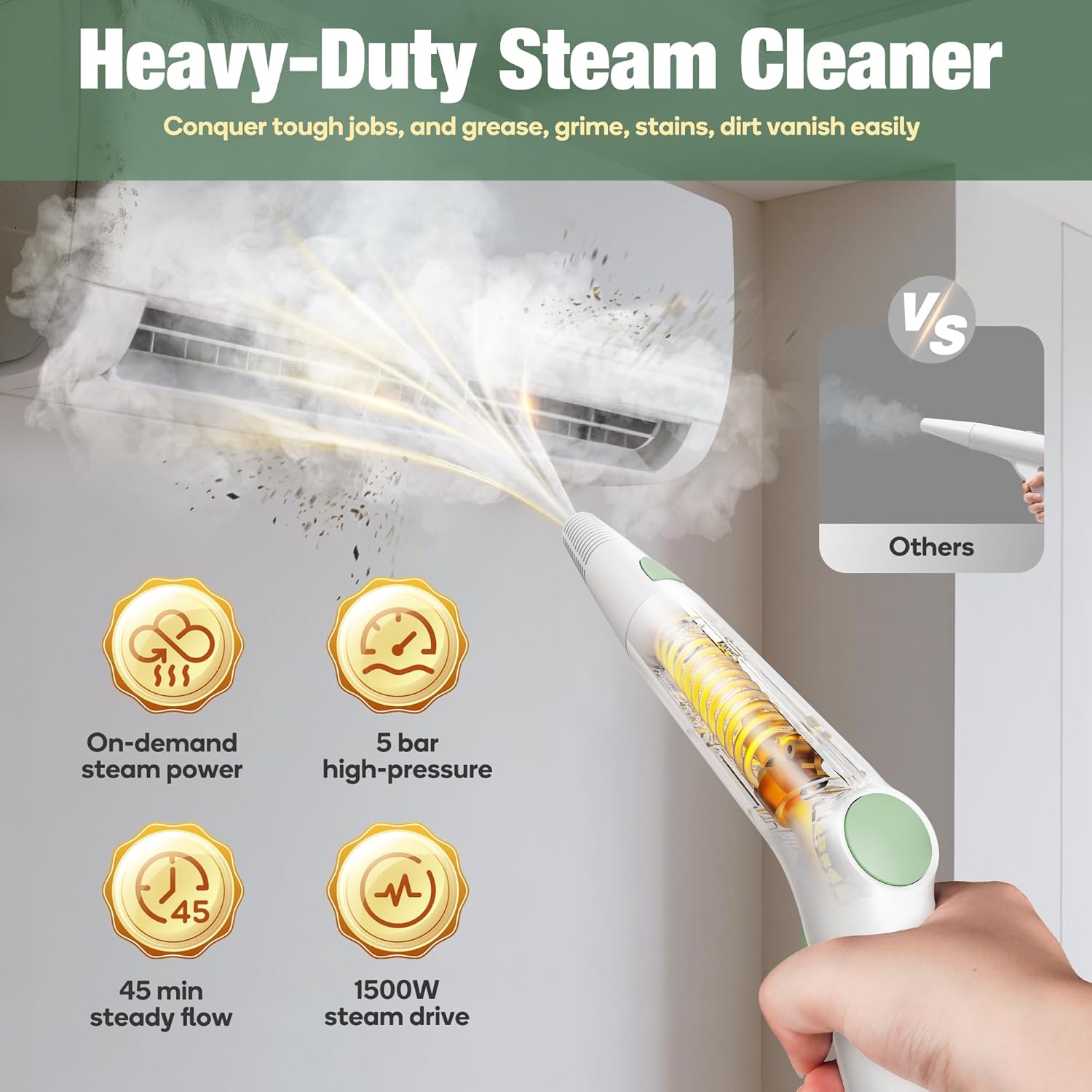 Newbealer Heavy-Duty Steam Cleaner NB282C Bundle with 8 Washable Microfiber Pads