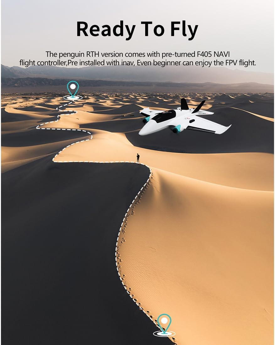 RC Fixed Wing Plane, Penguine 750mm Twin-Engine FPV Throw Launch Quick-Assembly Aircraft with RTH Long Range Platform and F405 Flight Controller, Easy to Fly for Adult Youth