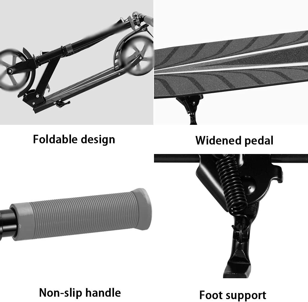 Scooters Kick Scooter Folding Commuting Scooter Adult Portable Kick Scooter, Height Adjustable Scooter, Park Fitness Trick Scooters (Color : Green, Size : 91 * 38 * 78-100cm)