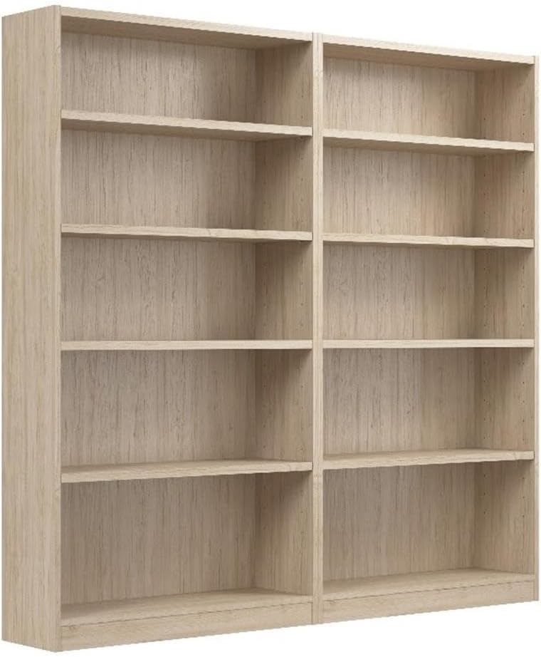 Pemberly Row Tall 5 Shelf Bookcase Set in Natural Elm - Engineered Wood
