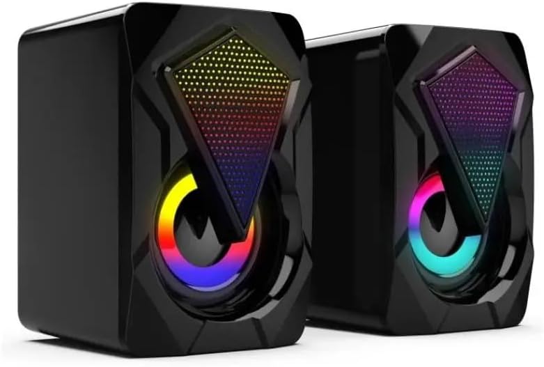 1set 2pcs Heavy Subwoofer Colorful Lights RGB Smart Portable Extra Bass Mode Speaker Stereo Multimedia