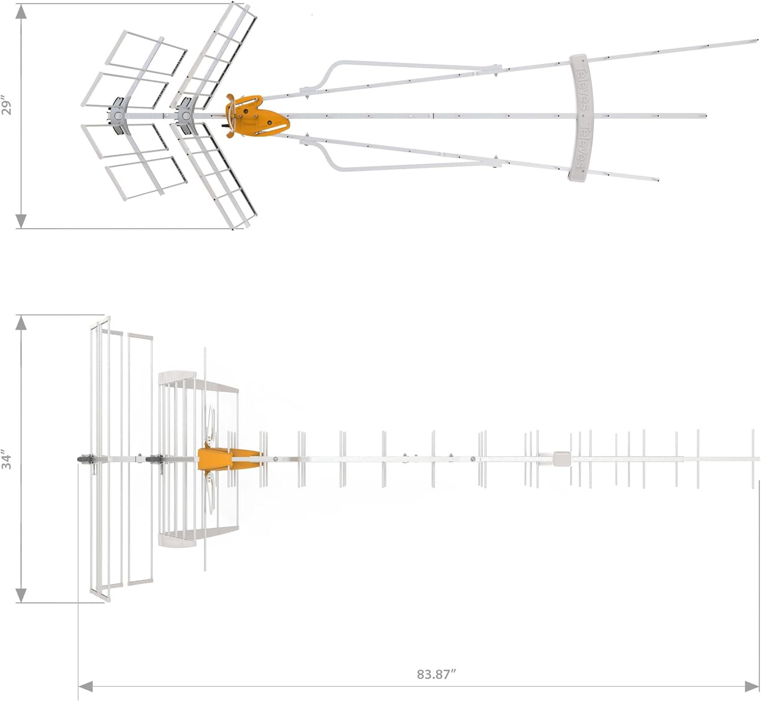 Televes DAT BOSS Mix LR 149884 HDTV Antenna – Long Range High VHF/UHF Reception with Built-in TForce Amplifier, FM & LTE/4G/5G Filtering, Up to 100 mi Range, Power Supply Included - Made in Spain