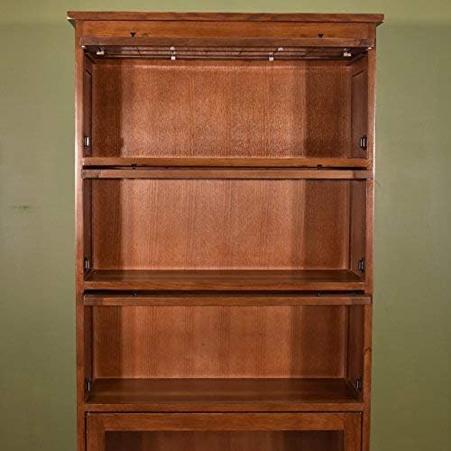 Crafters and Weavers Mission Craftsman Quarter Sawn Oak 5 Stack Leaded Glass Barrister Bookcase