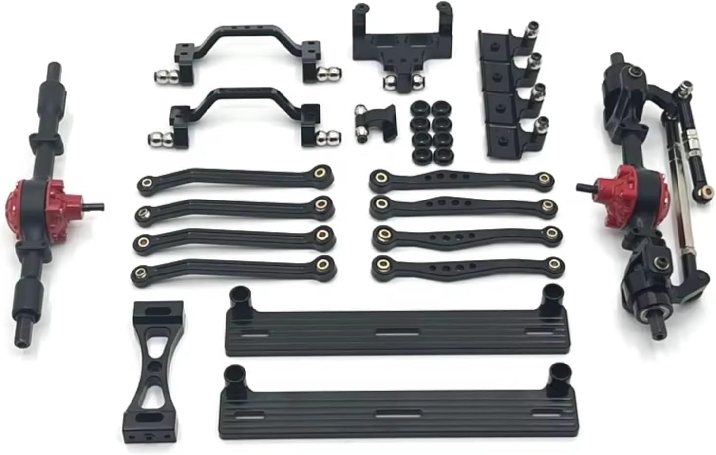 Rc Components For WPL C64 1/16 Metal Upgrade Wheel Hub Tire Axle Shock Absorber Bracket Foot Pedal Servo Pull Rod For Seat Set RC Car Spare Parts(Black)