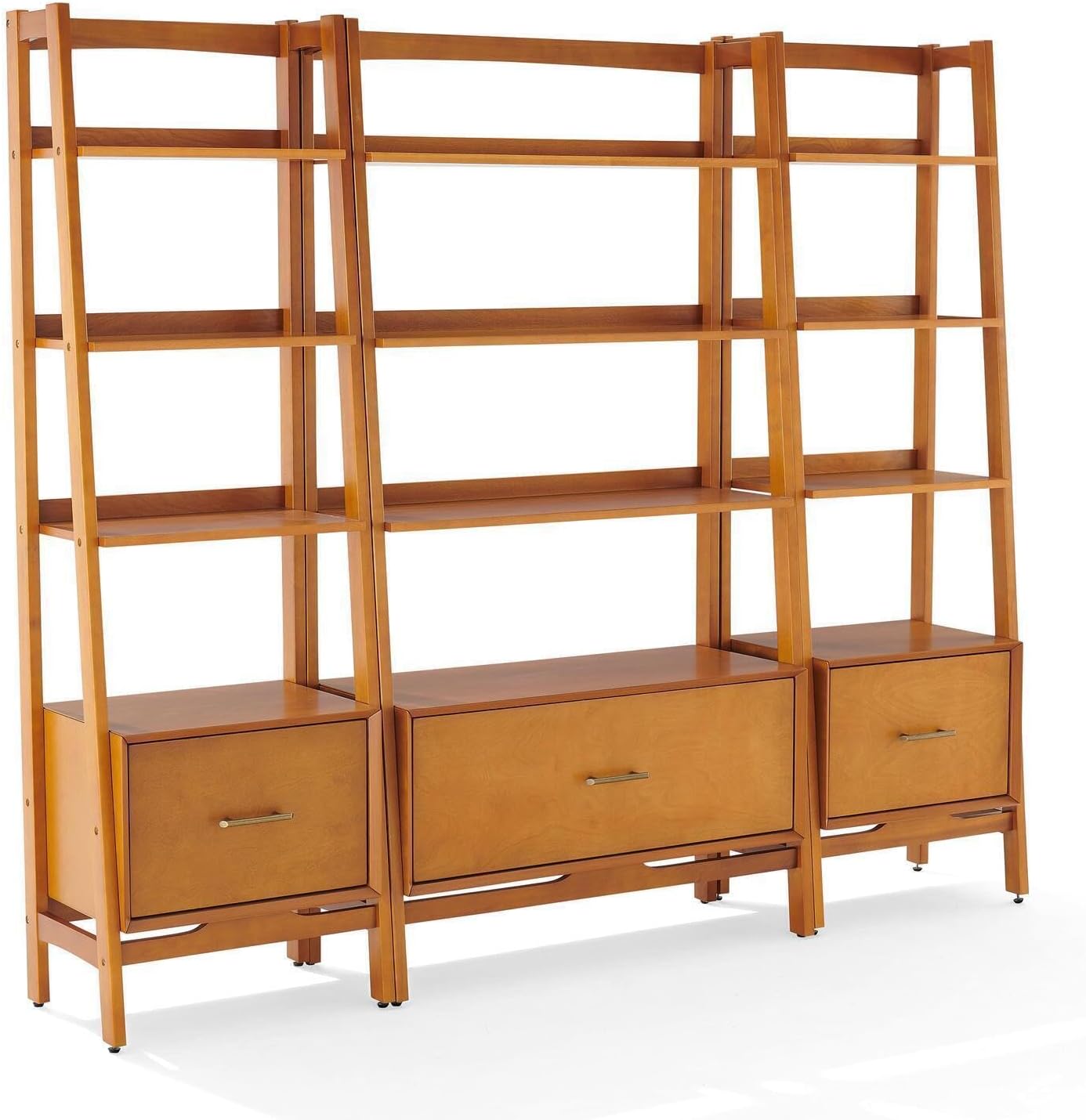 Maykoosh Wood Etagere Bookcase Set - 3 Piece Storage Shelves - Modern Display Unit - Acorn Brown Finish