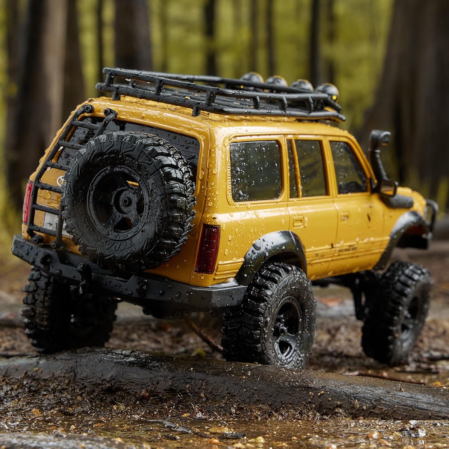 BEEZRC FMS RC Crawler 1/18 FCX18 Land Cruiser LC80 RTR Toyota Licensed 4WD RC Rock Truck 2.4Ghz 900mAh Hobby Grade RC Car Model Mini Remote Control Car Off Road Vehicle FMS11831RTRYL (Yellow)