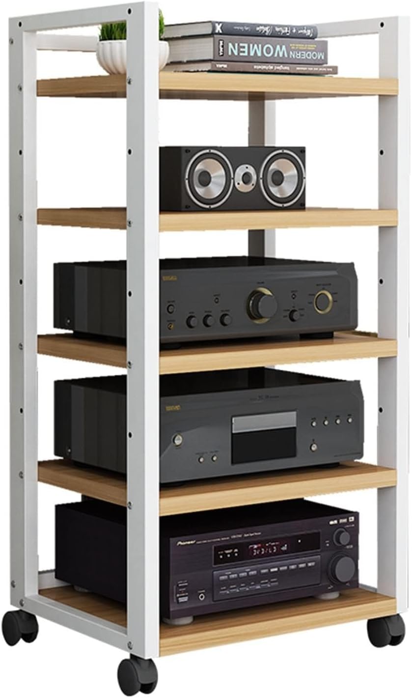 BXKCFYBSQ AV Media Cabinet Stand Component Cabinet Audio Video Media Stand Cabinet with 5 Shelves