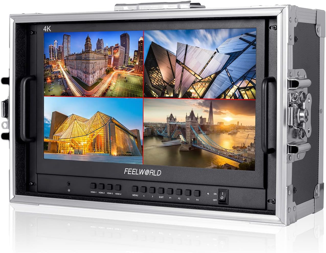 FEELWORLD ATEM156-CO 15.6 Inch Portable Broadcast Direction Monitor 1920 x 1080 Full HD Live Streaming Camera Monitor with 4 HDMI Output Inputs for Breath Mini Video Switcher Mixer