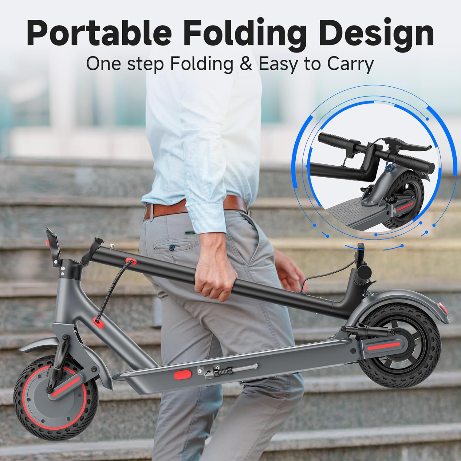 Electric Scooter, Electric Scooter for Adults, 350W/500W Motor, 19 Mph Speed, 15/25 Miles Ranges, 8.5