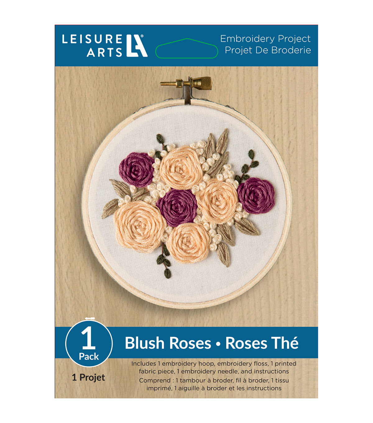Leisure Arts 4 Spicy Blush Roses Embroidery Kit