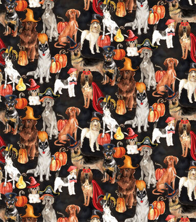 Spooky Dogs Halloween Cotton Fabric